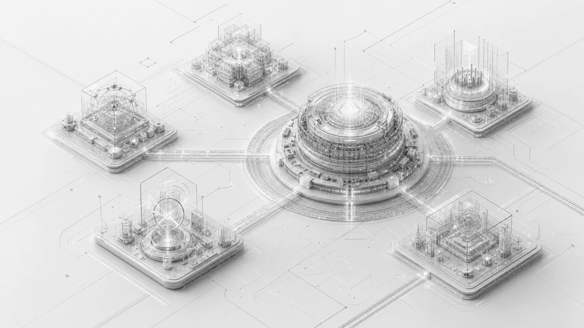 A coordinated enterprise ecosystem with distinct connected infrastructure environments.